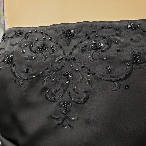 Black Satin • Embellished Bust • Strapless Gown - Picture 7 of 11